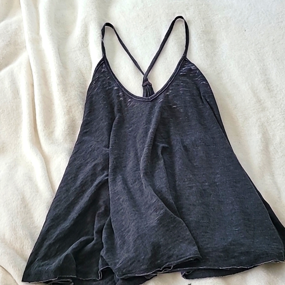 Free People Charcoal Black Flowy Tank Top